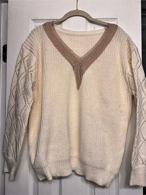 Cream V-Neck Sweater